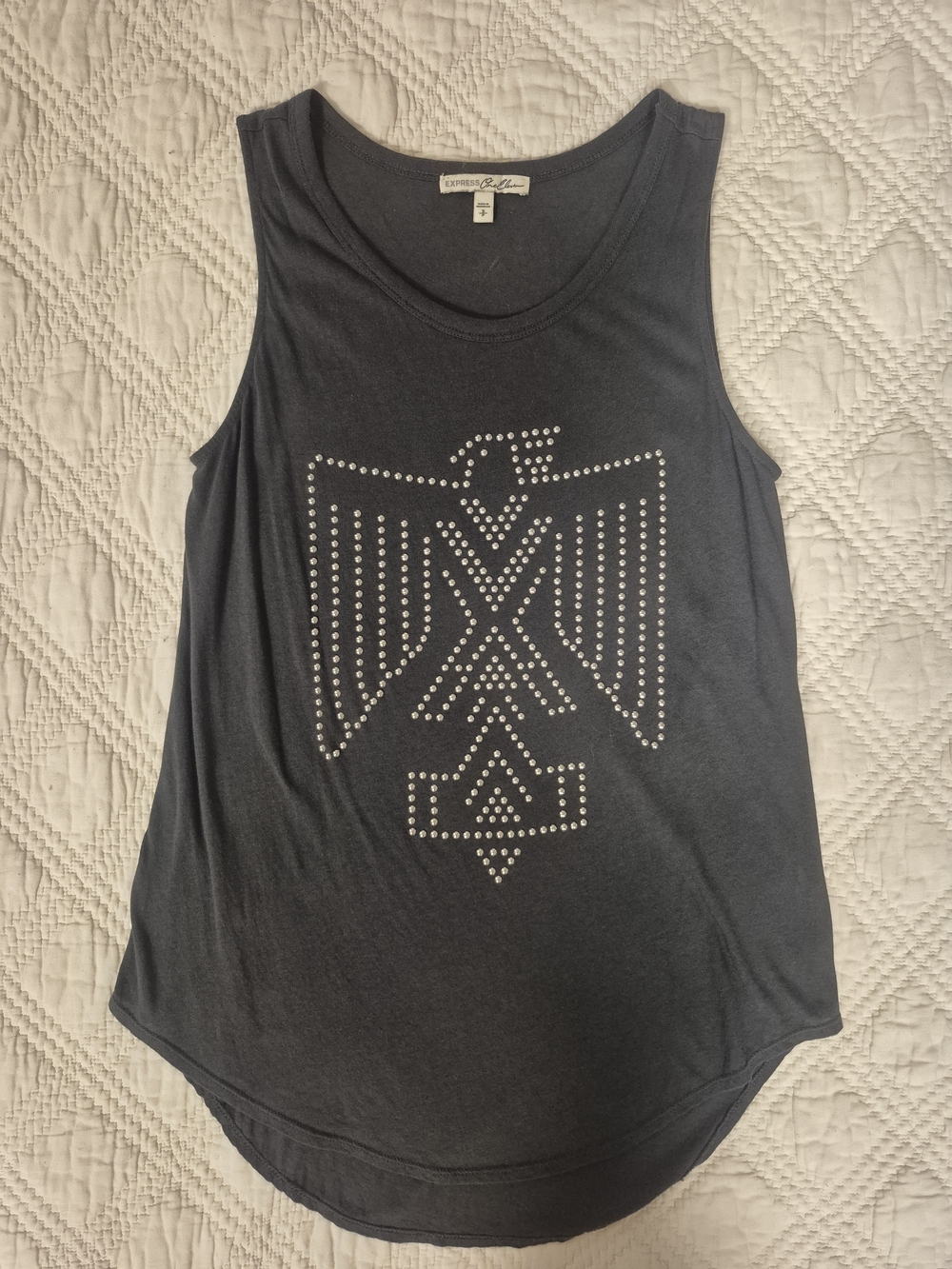 Express Gray Studded Eagle Y2K Graphic Tank Top S